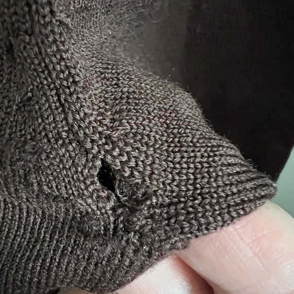 Men's Brown Fink V-Neck Sweater, Size Small - Picture 3 of 4